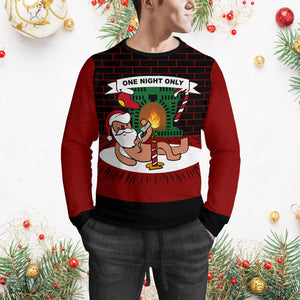 One Night Only Sweater, Funny Bad Santa Ugly Sweater, Funny Merry Christmas Ugly Sweater Gift Idea