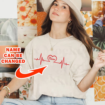 PERSONALIZED Heartbeat Love Valentine nurse T-Shirt Gift for Nursing, Cute couple nurse Sweatshirt, RN PICU CNA nurse Long Sleeve, XoXo Hoodie