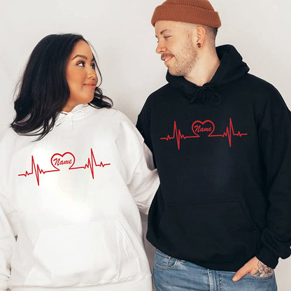 PERSONALIZED Heartbeat Love Valentine nurse T-Shirt Gift for Nursing, Cute couple nurse Sweatshirt, RN PICU CNA nurse Long Sleeve, XoXo Hoodie