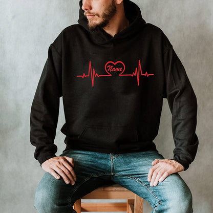 PERSONALIZED Heartbeat Love Valentine nurse T-Shirt Gift for Nursing, Cute couple nurse Sweatshirt, RN PICU CNA nurse Long Sleeve, XoXo Hoodie
