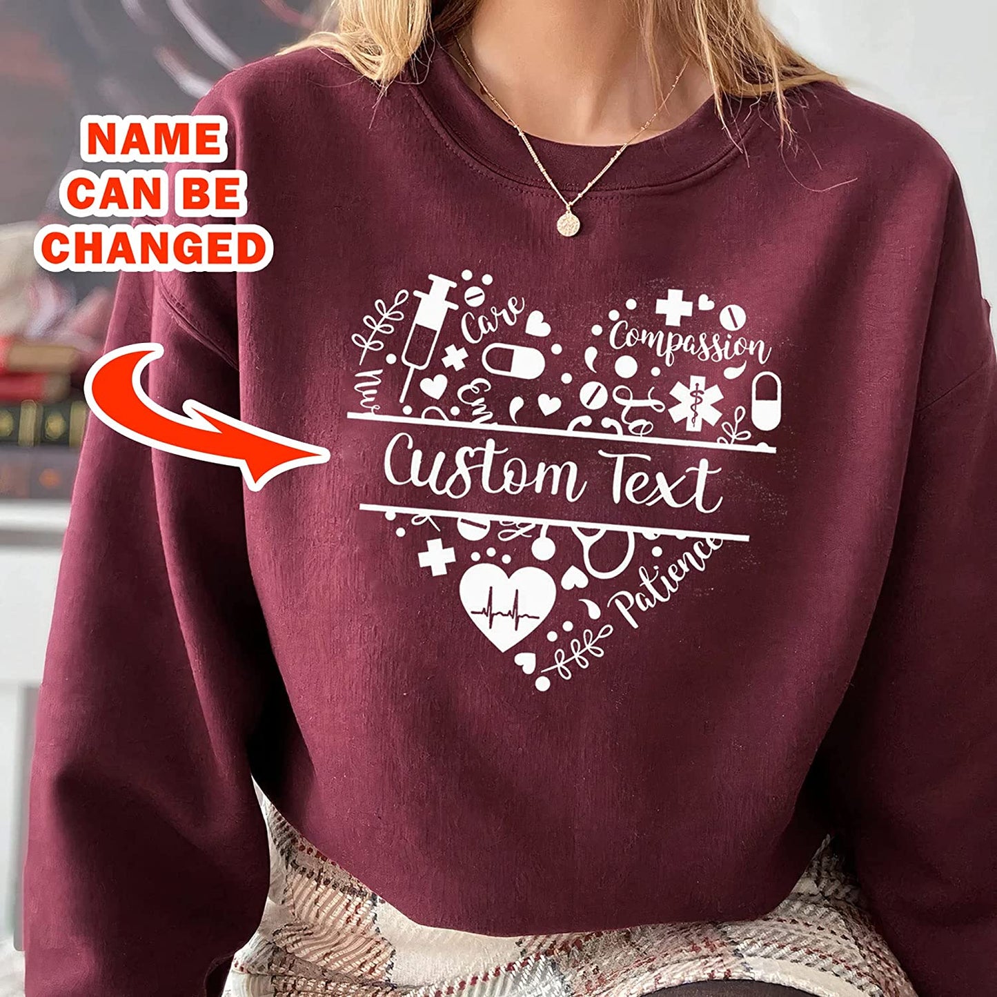 PERSONALIZED Patience care compassion nurse T-Shirt, Nursing Grad Sweatshirt, Valentine Day Long Sleeve, Sublimation Hoodie Gift for Nurses