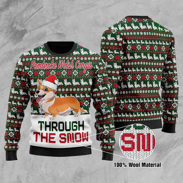 Pembroke Welsh Corgis Through The Snow Christmas Ugly Sweater, Christmas Ugly Sweater,Christmas Gift,Gift Christmas 2022