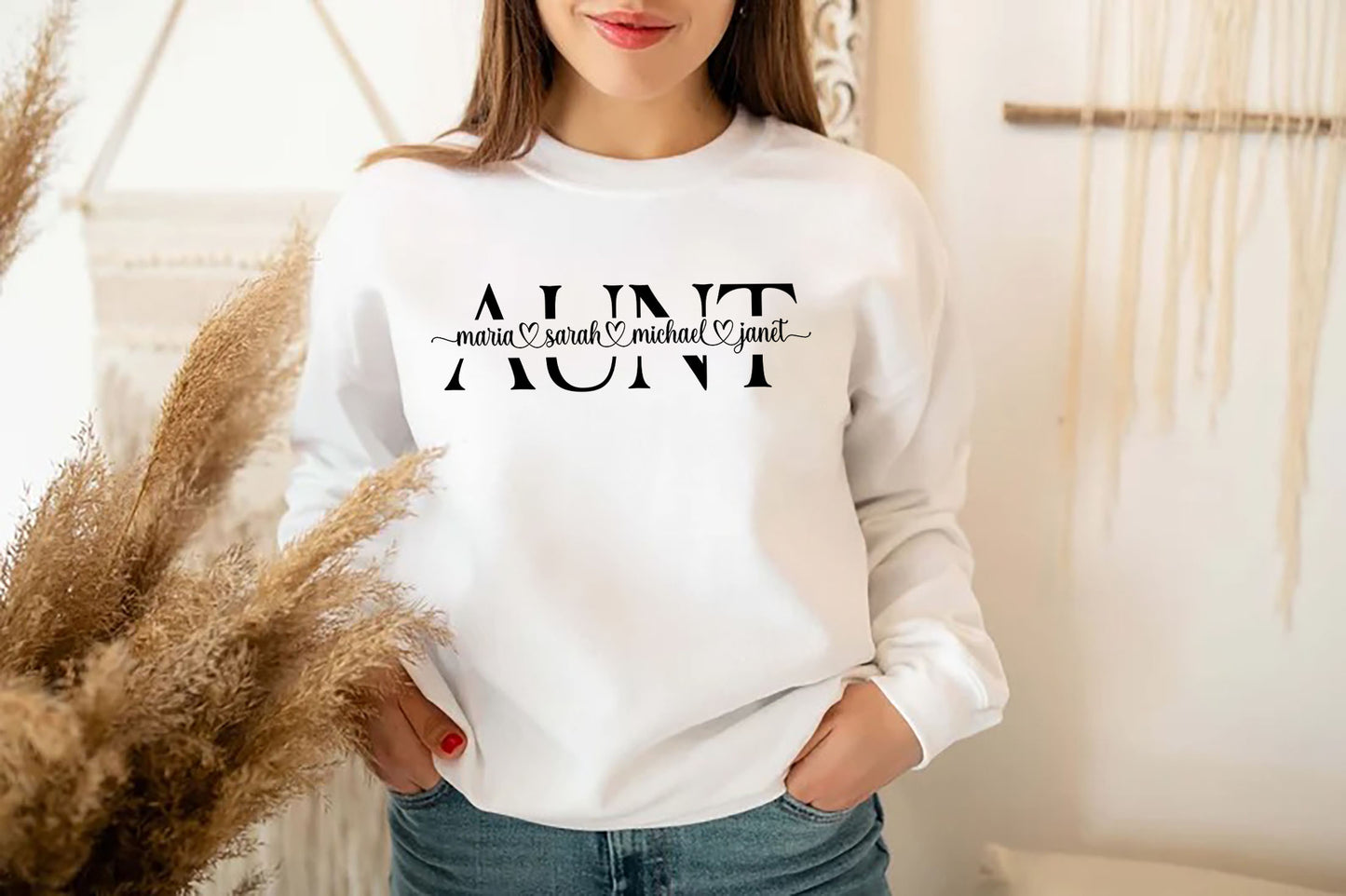 Personalized Aunt Sweatshirt, Gift For Mom, Gift For Aunt , Aunt Shirt Kids Names Shirt