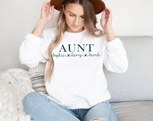 Personalized Aunt Sweatshirt, Gift For Mom, Gift For Aunt , Aunt Sweatshirt Kids Names Shirt