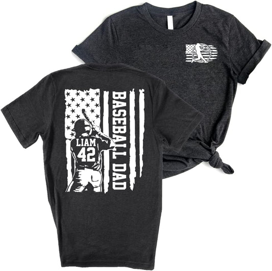 Léine Daide Pearsantaithe Baseball - Ainm agus Uimhir Chustaim Léinte Daid Baseball d'Fhir, Cispheil