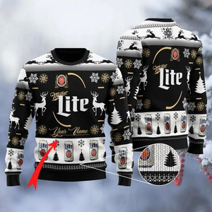 Personalized Black Miller Lite Ugly Christmas Sweater Tshirt Hoodie Apparel,Christmas Ugly Sweater,Christmas Gift,Gift Christmas 2022