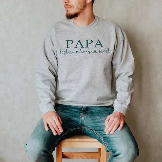 Personalized Papa Sweatshirt, Gift For Daddy, Gift For Grandpa, Papa Shirt Kids Names Sweatshirt