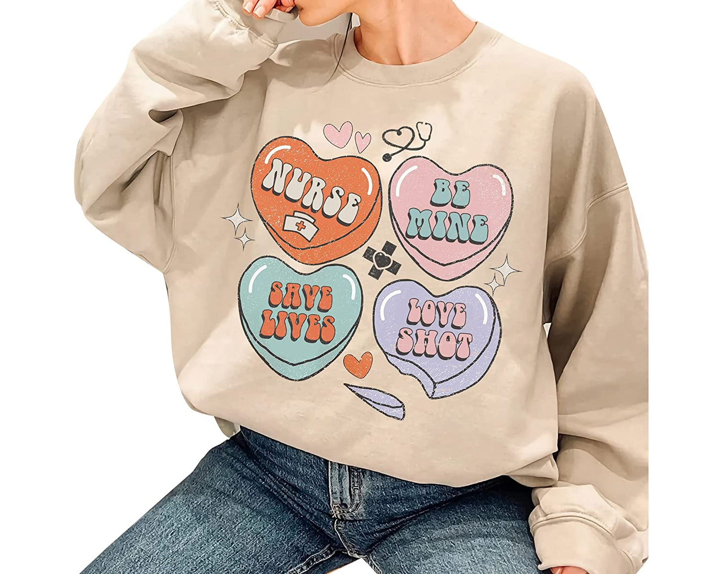 Positive Affirmations Nurse T-Shirt, Love heart nurse Vday Sweatshirt, Nurse valentine Long Sleeve, Peds Picu Cute XoXo Hoodie for couple