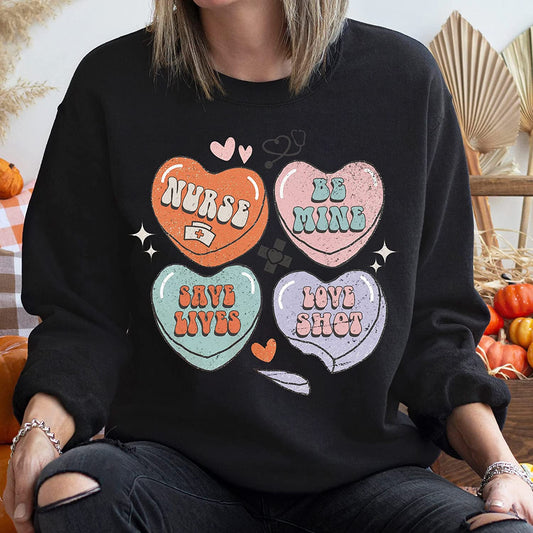 Positive Affirmations Nurse T-Shirt, Love heart nurse Vday Sweatshirt, Nurse valentine Long Sleeve, Peds Picu Cute XoXo Hoodie for couple
