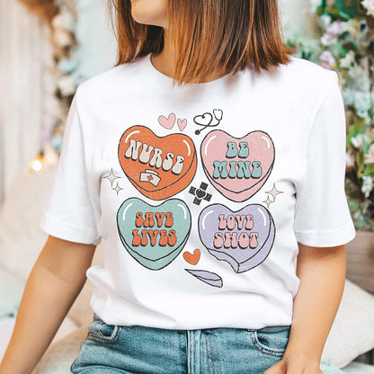 Positive Affirmations Nurse T-Shirt, Love heart nurse Vday Sweatshirt, Nurse valentine Long Sleeve, Peds Picu Cute XoXo Hoodie for couple