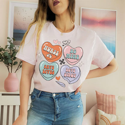 Positive Affirmations Nurse T-Shirt, Love heart nurse Vday Sweatshirt, Nurse valentine Long Sleeve, Peds Picu Cute XoXo Hoodie for couple