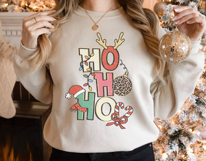 Retro Christmas Sweatshirt  HoHoHo  Christmas Crewneck Sweatshirt  Reindeer Shirt Tis the Season  Secret Santa Gift  Vintage