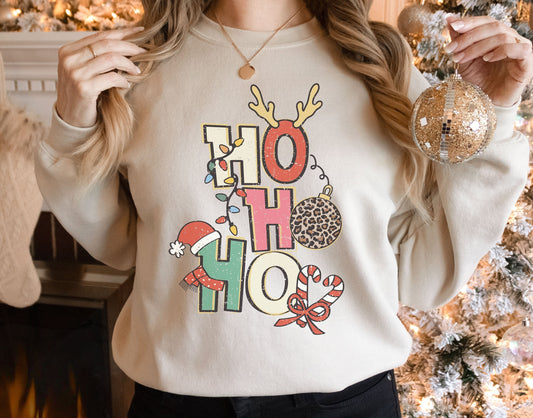 Retro Christmas Sweatshirt  HoHoHo  Christmas Crewneck Sweatshirt  Reindeer Shirt Tis the Season  Secret Santa Gift  Vintage