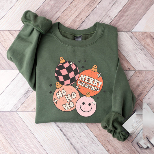 Retro Christmas Sweatshirt, Merry Christmas Shirts for Women, Christmas Crewneck, Holiday Sweatshirt, Winter Sweatshirt, Christmas Sweater