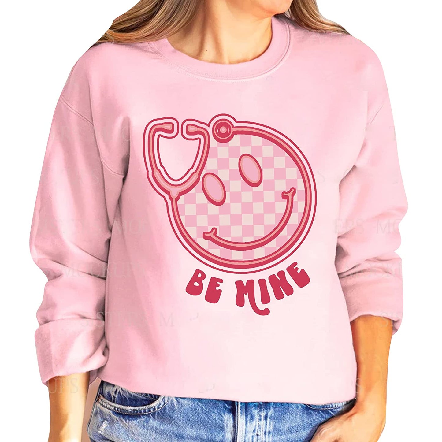 Retro smiley Stethoscope Valentine T-Shirt, Cute Be mine Valentine's day Couple Sweatshirt, XoXo Nurse Lover Long Sleeve, NICU Nurse Couple day Hoodie