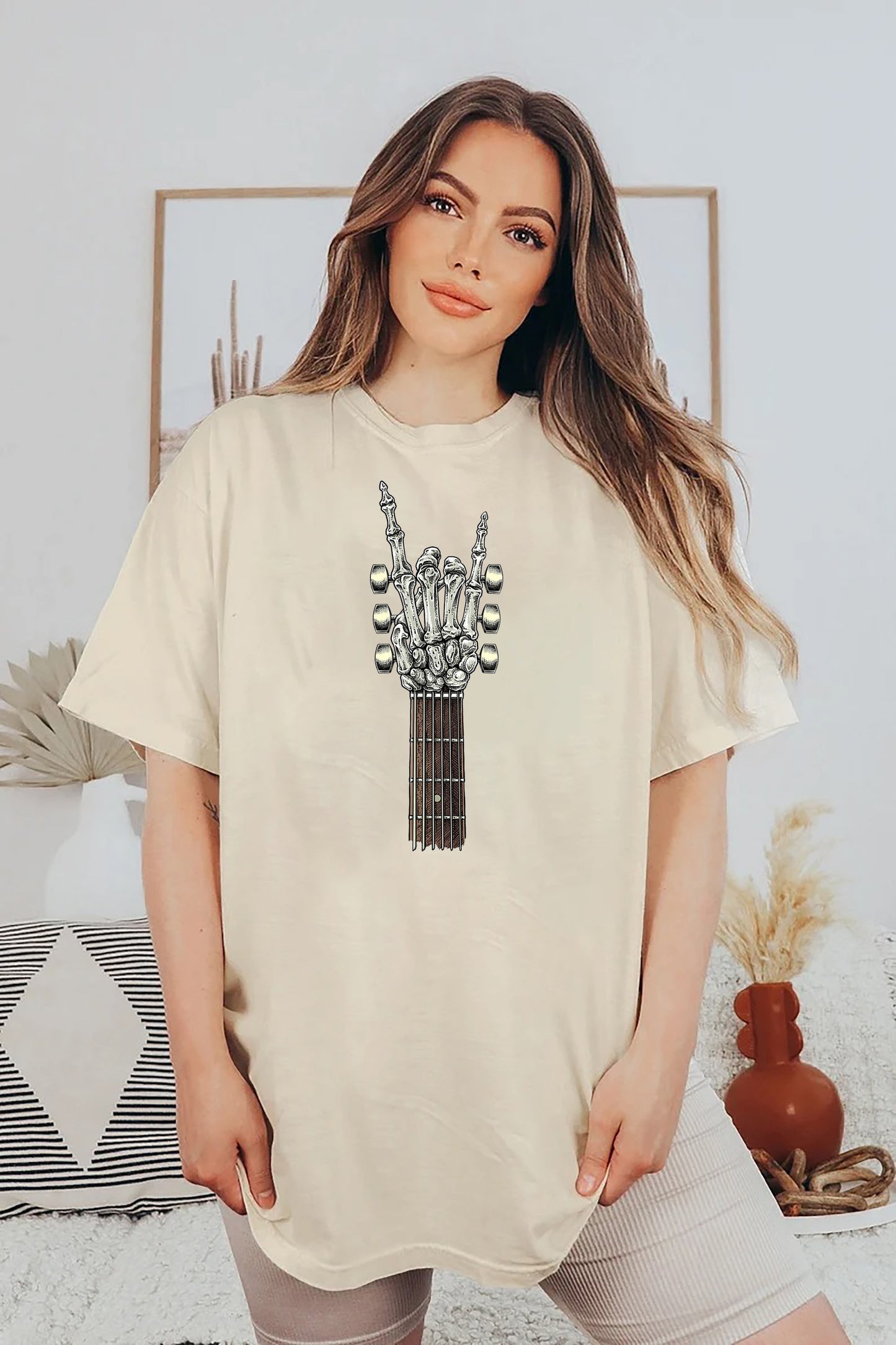 Rock On Guitar Neck - With A Sweet Rock & Roll Skeleton Hand Sweatshirt