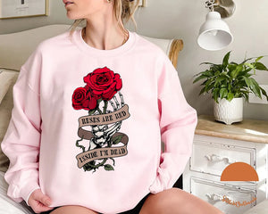 Roses are Red Inside I'm Dead Retro Skeleton Valentines Day Sweatshirt