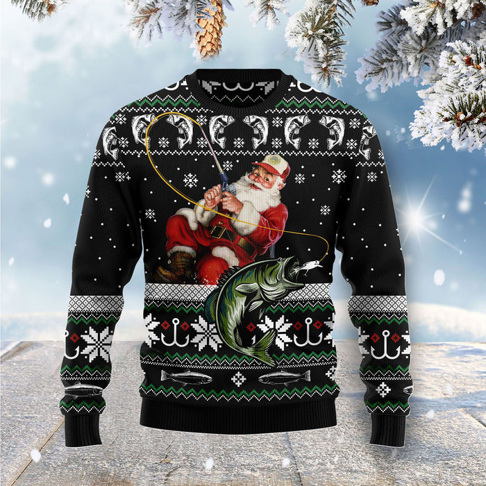Santa Claus Fishing Ugly Christmas Sweater, Christmas Ugly Sweater,Christmas Gift,Gift Christmas 2022