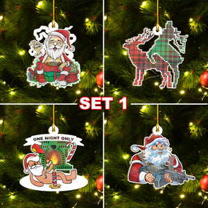 Funny Bad Santa Ornament Set Of 8 & 4, Dirty Santa Ornament Set, Funny Christmas Ornament Gift Idea