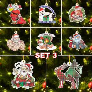 Funny Bad Santa Ornament Set Of 8 & 4, Dirty Santa Ornament Set, Funny Christmas Ornament Gift Idea