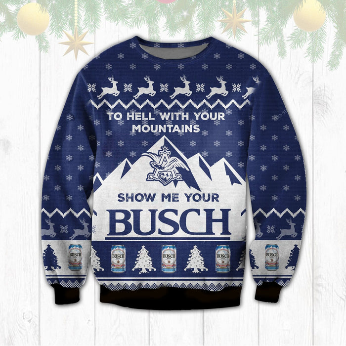 Show me your Busch Beer Help with Moutains Ugly Sweater, Christmas Ugly Sweater, Christmas Gift, Gift Christmas 2024