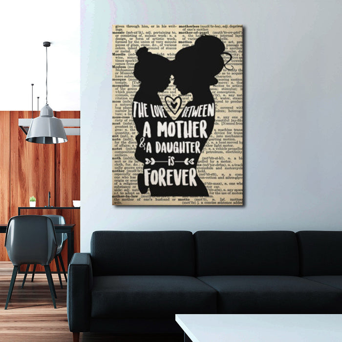 Silhouette Love Between A Mother and A Daughter Is Forever Gallery Framed Canvas Prints