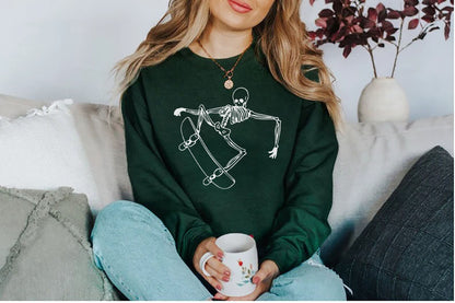 Skateboard cool skeleton skater birthday gift Sweatshirt