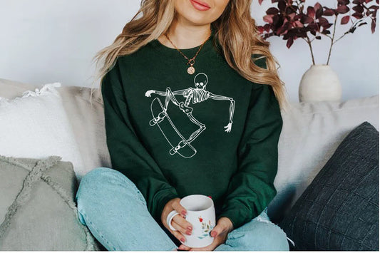 Skateboard cool skeleton skater birthday gift Sweatshirt