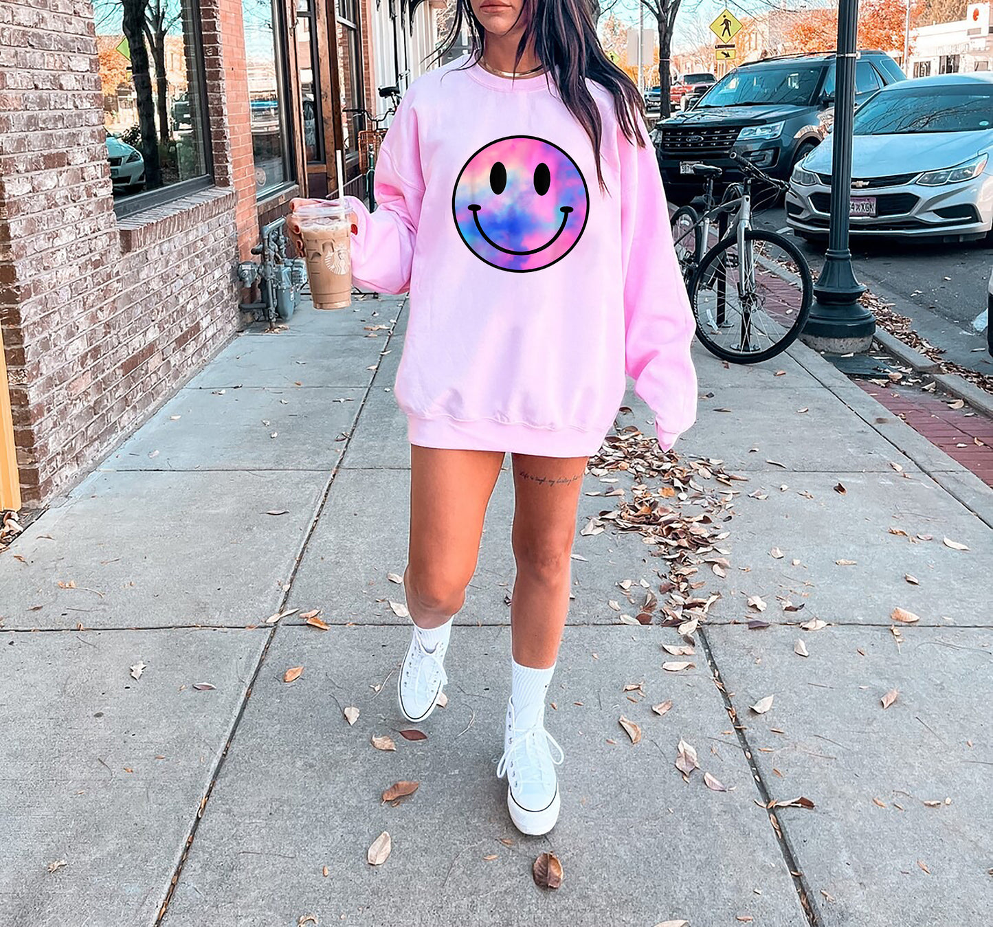 Smiley Face Lightning Bolt Sweatshirt, Smiley Face Aesthetic Sweatshirt, Retro Preppy Sweatshirt, Smiley Face Preppy Sweatshirt, shirt