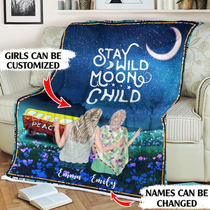 Stay Wild Moon Child personalized coffee blanket gifts custom christmas blanket