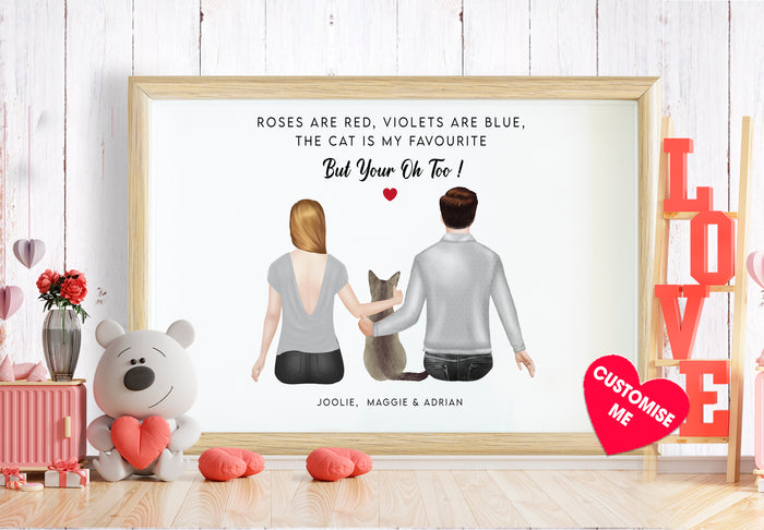 The Cat is my favourite, Canvas-Poster-Digital file meaningful gift, Love Cats gifts, Couple gift, Art Print Valentine's gift
