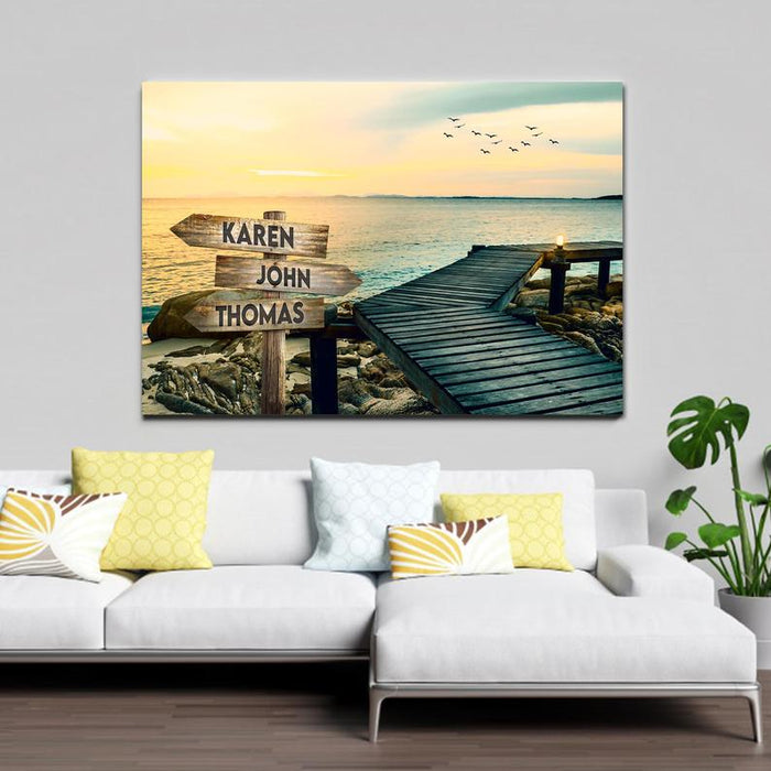 Sunset In The Sea - Street Signs Canvas