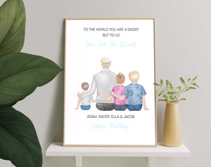 Daddy You Are The Worlds, Canvas-Poster-Digital file meaningful gift, Family memory gifts, Daddy gift, Art Print memory family gift