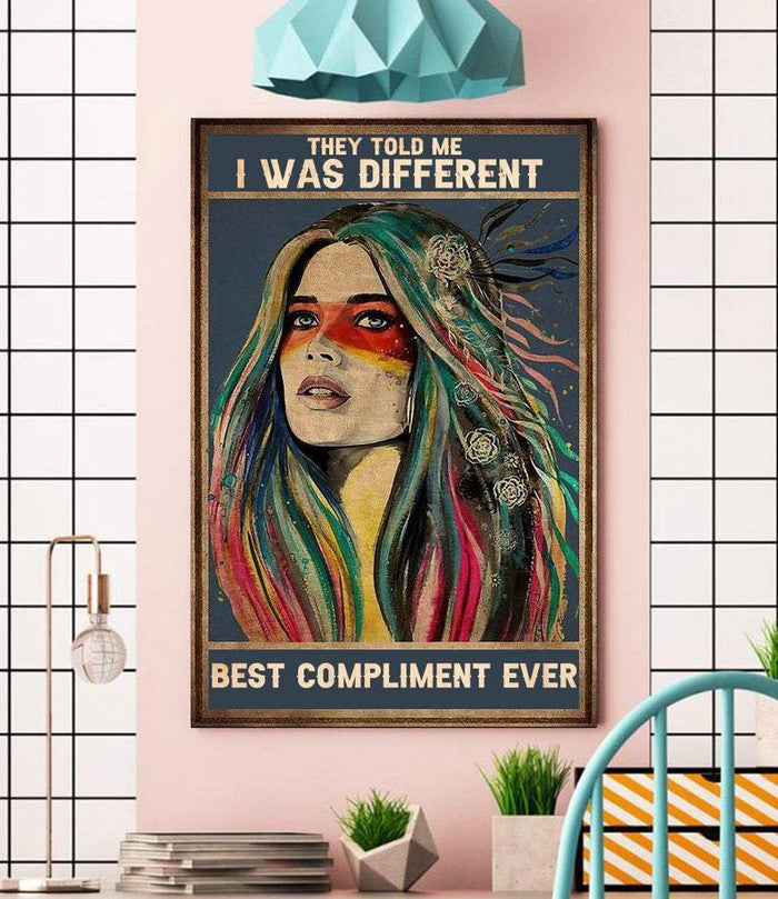 They told me I was different best compliment, LGBT Canvas, Gift for Her, Wall-art Canvas