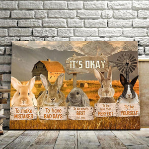 The Rabbit – It’s Okay, To Make Mistakes, To Have Bad Days, Rabbit Canvas, Gift Idea