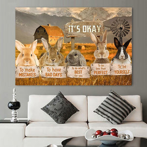 The Rabbit – It’s Okay, To Make Mistakes, To Have Bad Days, Rabbit Canvas, Gift Idea