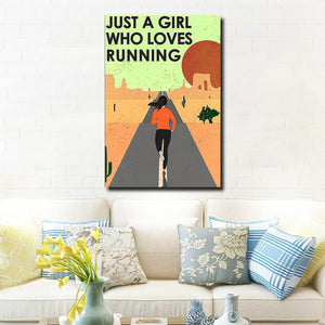 The Girl Running – Just A Girl Who Loves Running, Gift for Her Canvas, Wall-art Canvas