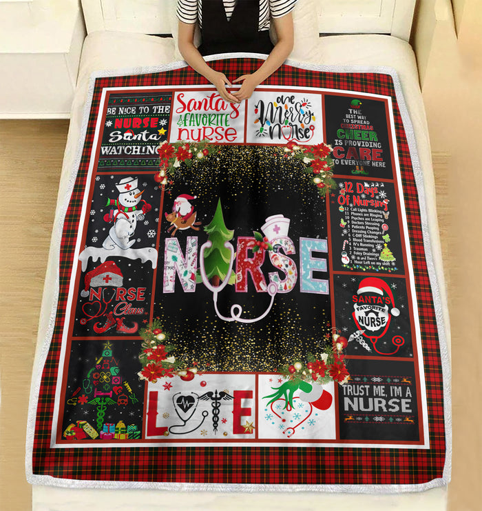 This is Santa's favorite nurse so be nice to the nurse Christmas fleece blanket - Funny Christmas family unique gift idea for nurse