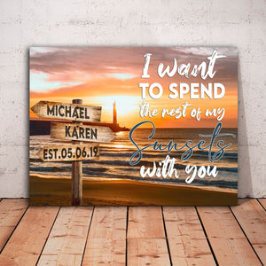 Ocean Sunset Anniversary, Couple Canvas, Best Gift Idea