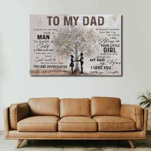 To My Dad From Daughter Meaningful, Gift for Dad Canvas