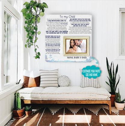 To My Child Mom Picture Frame Gifts for Mother's Birthday from Daughter Son Dad Mother's Day Father's Day