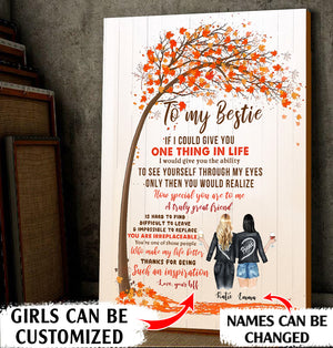 To my Bestie Thanks for being such an inspiration personalized autumn sisters 16x24in Matte Canvas