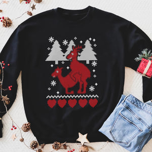 Ugly christmas sweater - humping reindeer funny sweatshirt gifts christmas ugly sweater for men and women