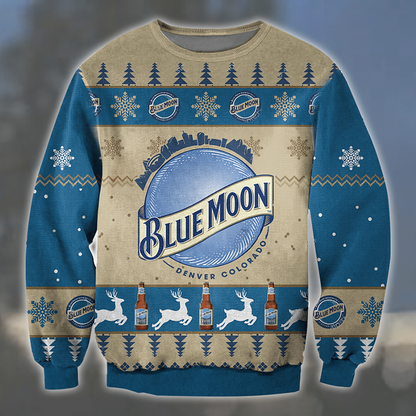 Blue Moon Ugly Sweater Beer Drinking Sweater, Christmas Gift, Gift Christmas 2024