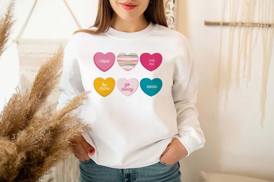 Valentines Day Sweatshirt For Woman, Heart Sweatshirt, Cute Valentine Hoodie, Valentines Day Gift, Couple Shirt