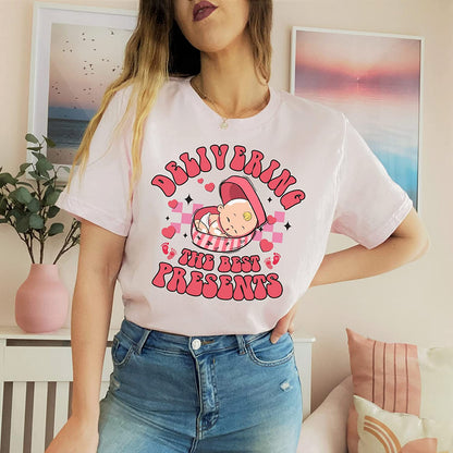 Valentines L and D Nurse T-Shirt Gift for Nursing, Delivering The Best Presents Sweatshirt, Labor And Delivery Nurse Long Sleeve, Hoodie