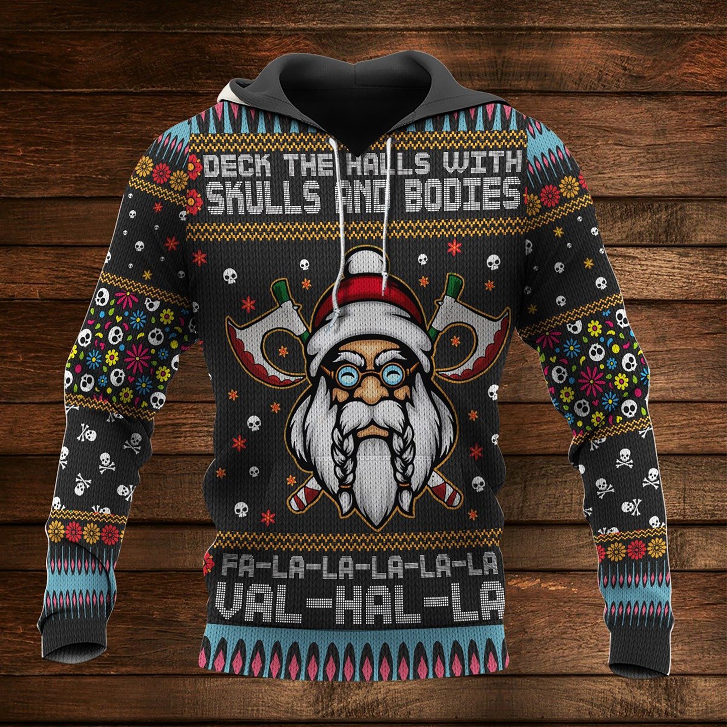 Nollaig Shona na Lochlannach Valhalla Hoodie 3D, Geansaí Gránna Nollag, Bronntanas Nollag, Bronntanas Nollag 2024