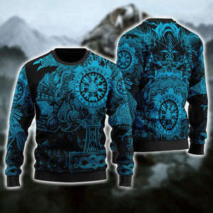 Viking Native Ugly Christmas Blue Pattern Sweater, Christmas Ugly Sweater, Christmas Gift, Gift Christmas 2022