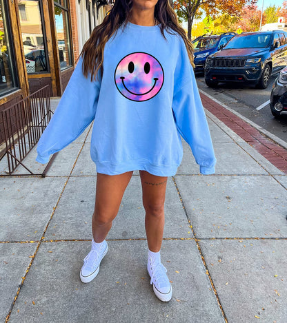 Smiley Face Lightning Bolt Sweatshirt, Smiley Face Aesthetic Sweatshirt, Retro Preppy Sweatshirt, Smiley Face Preppy Sweatshirt, shirt