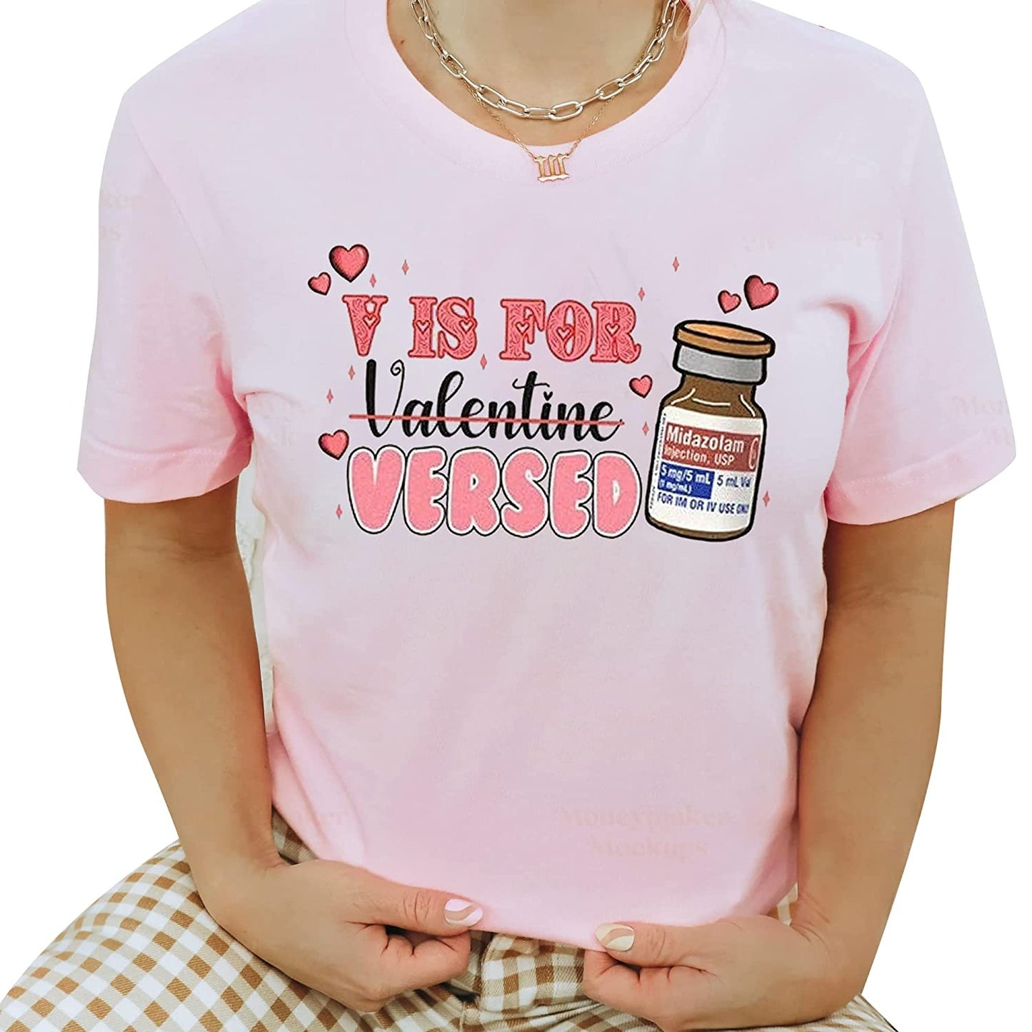 V is for Valentine versed T-Shirt, Nurse heart Valentine Holiday Sweatshirt, NICU Medicine Tech Long Sleeve, Midazolam Hoodie Gift for friends